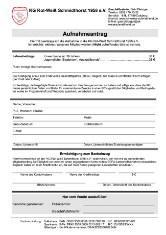Aufnahmeantrag